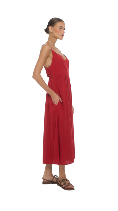 Soller Mio Midi Dress - Solid Ruby