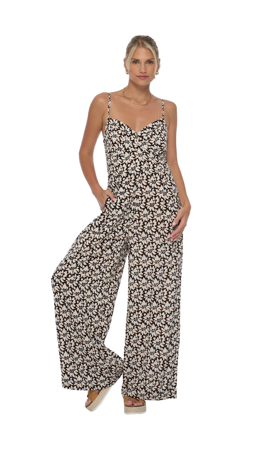 Tropical Morena Jumpsuit - Bloomcrest Black