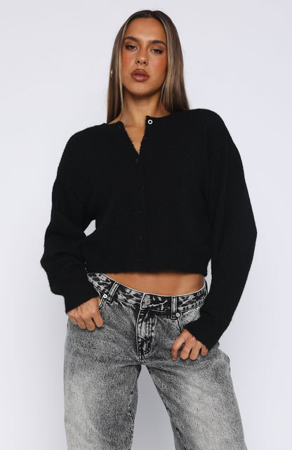 Warm Whispers Knit Cardigan Black