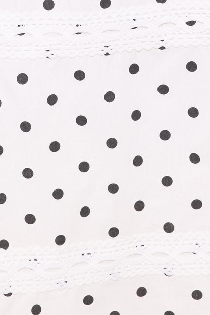 Lucia Tiered Midi Skirt - White Polka Dot