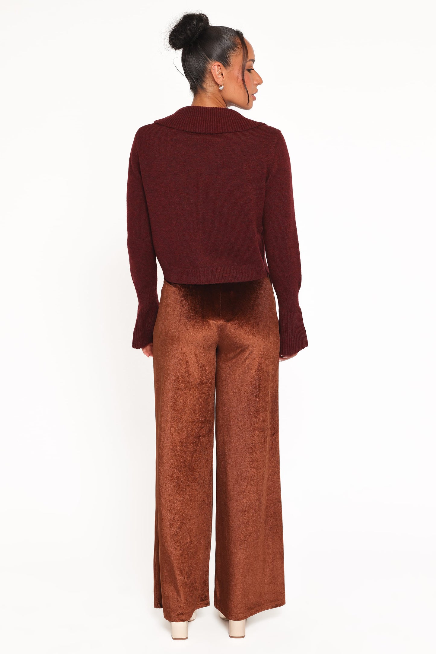 Riley Stretch Velvet Pant - Chocolate