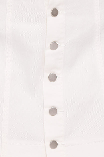Sara Button Front Denim Mini Skirt - Off White