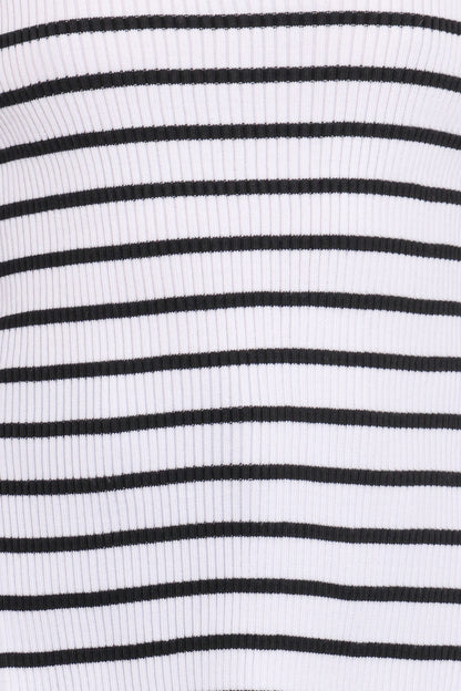 Alvina Knit Top - White Black Stripe