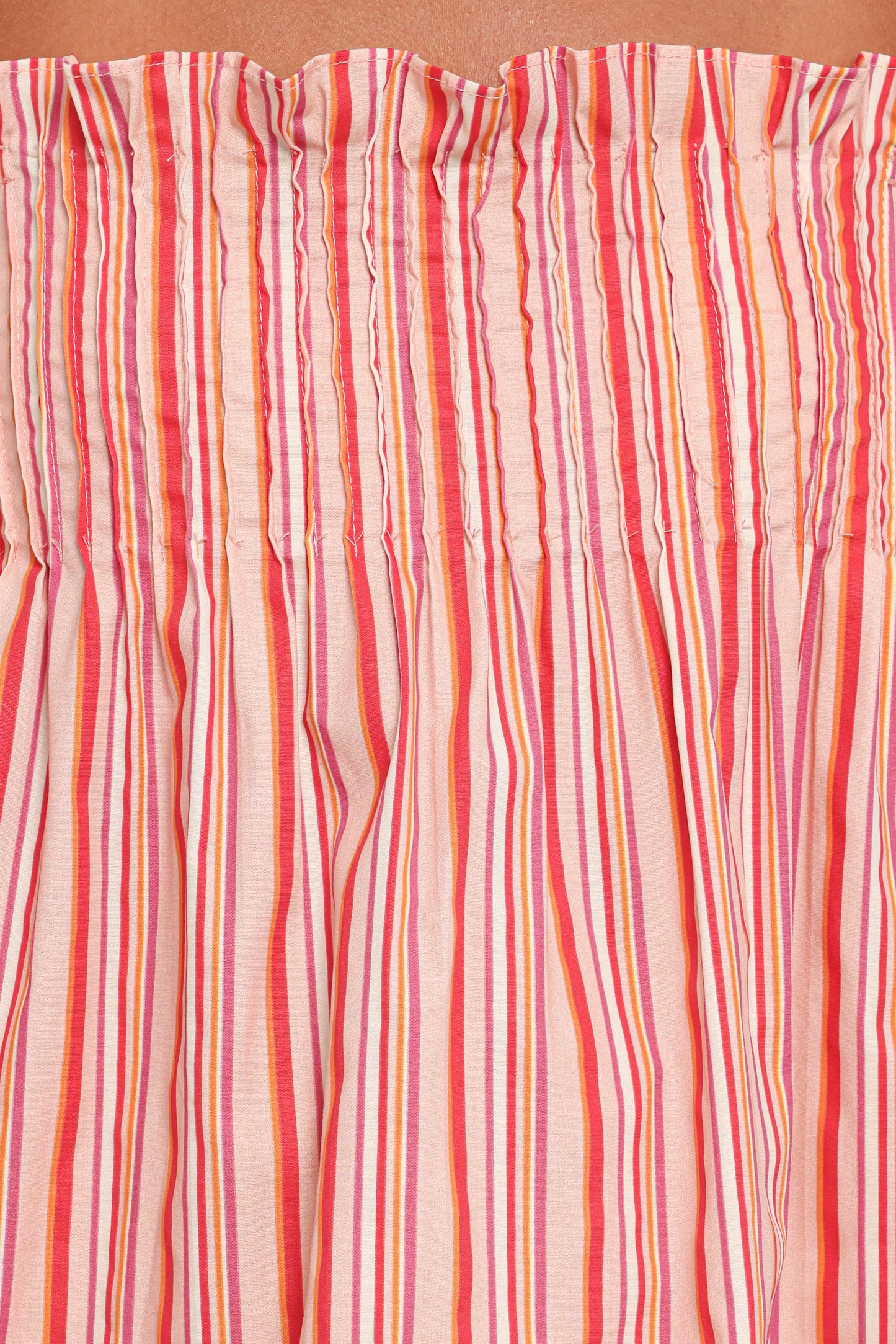 Carson Pleated Top - Peach Stripe