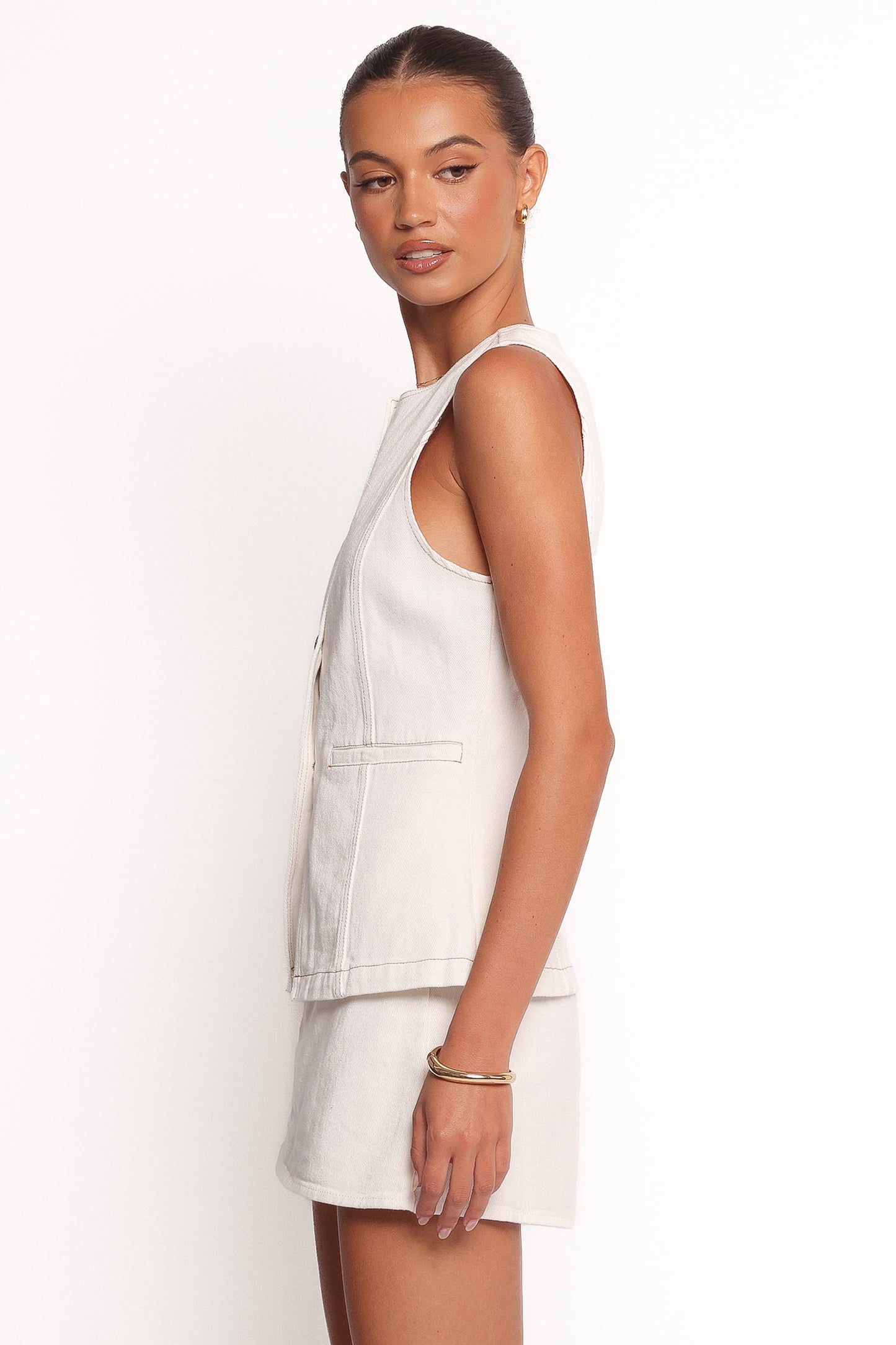 Kristy Denim Vest - White