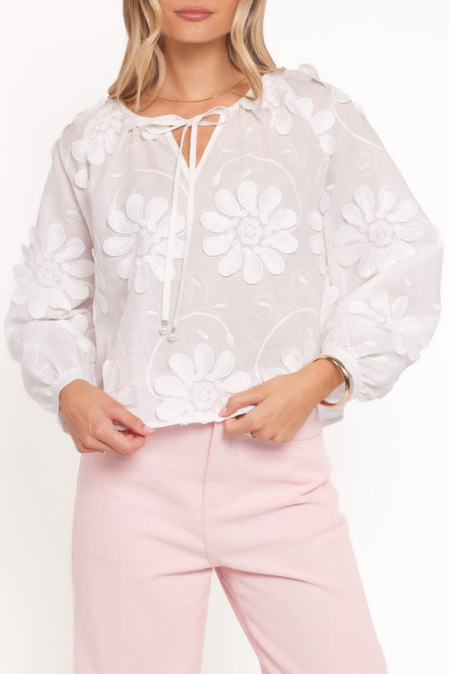 Leire Embroidered Blouse - White