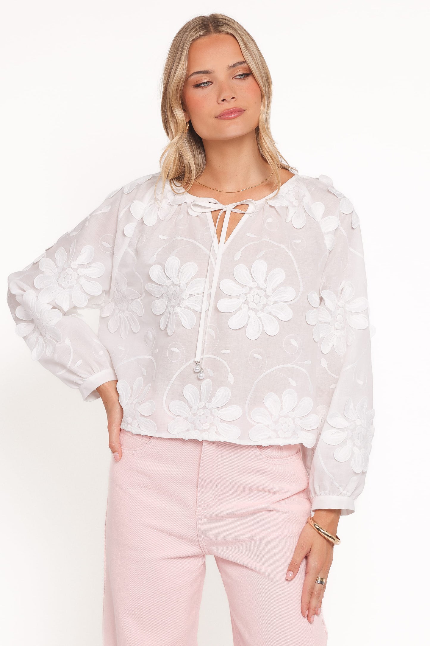Leire Embroidered Blouse - White