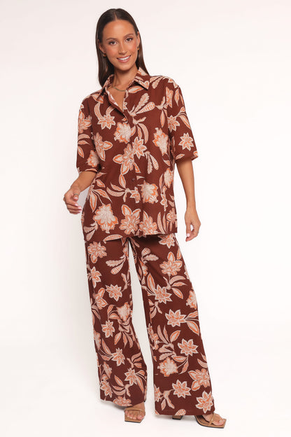Samira Short Sleeve Shirt - Orange Floral