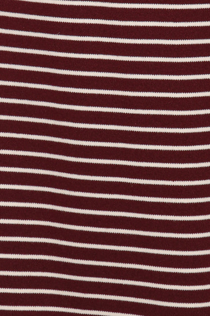 Wilda Oversized Tee - Burgundy Cream Stripe