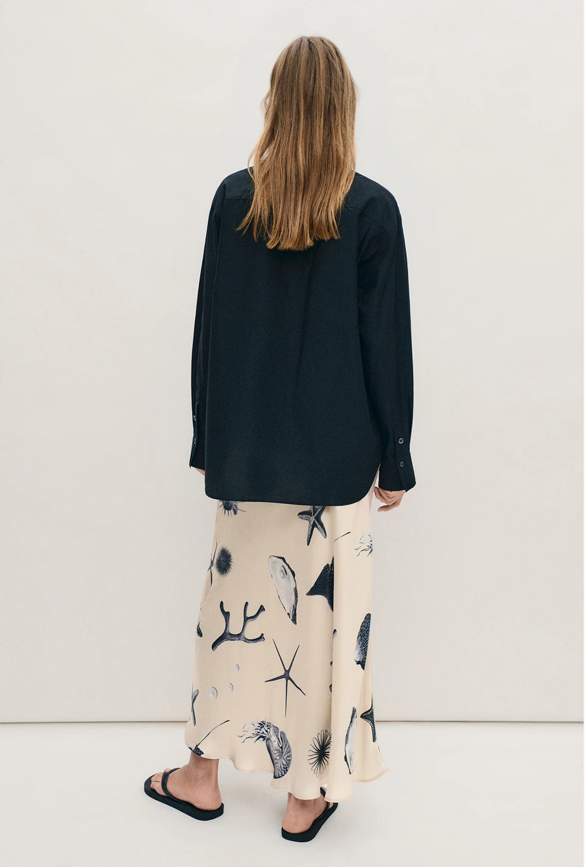 Silk Laundry Long Bias Cut Skirt - Seashells