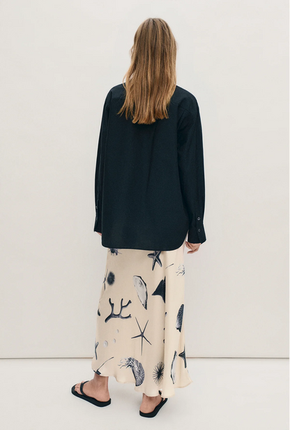 Silk Laundry Long Bias Cut Skirt - Seashells
