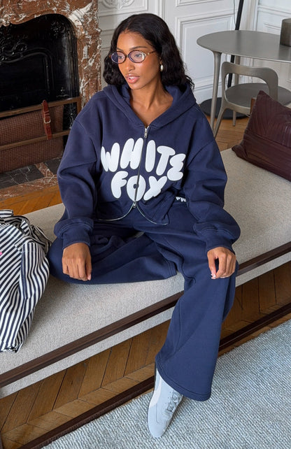 Club 14 Allie Boxy Zip Front Hoodie Navy