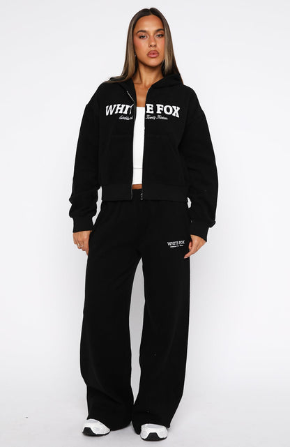 Just For Now Fleece Wide Leg Sweatpants Black