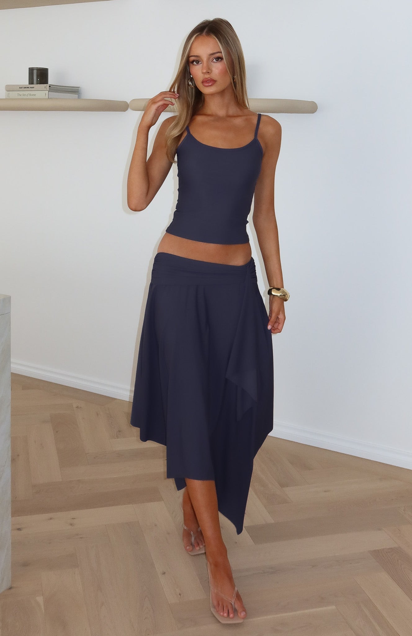 Free All Night Midi Skirt Steel