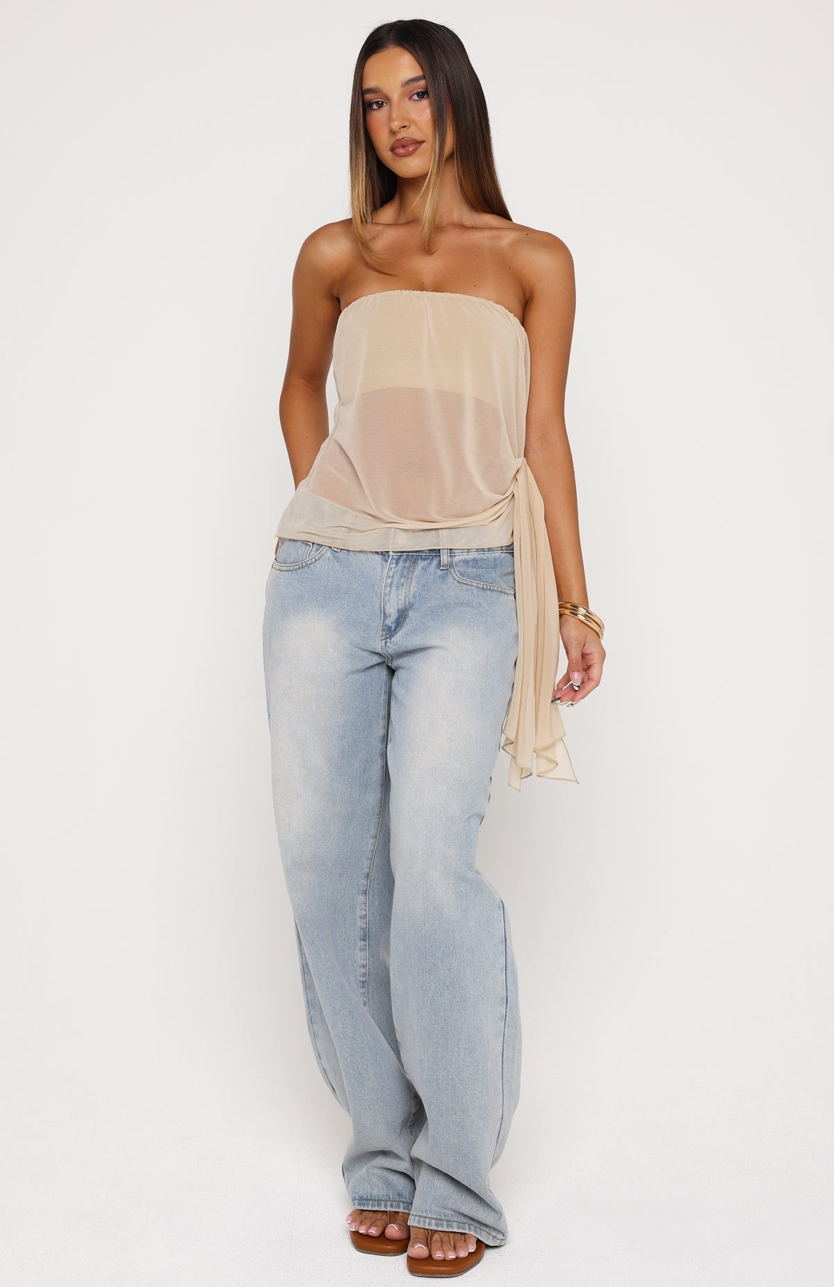 Sheer Intent Strapless Top Nude