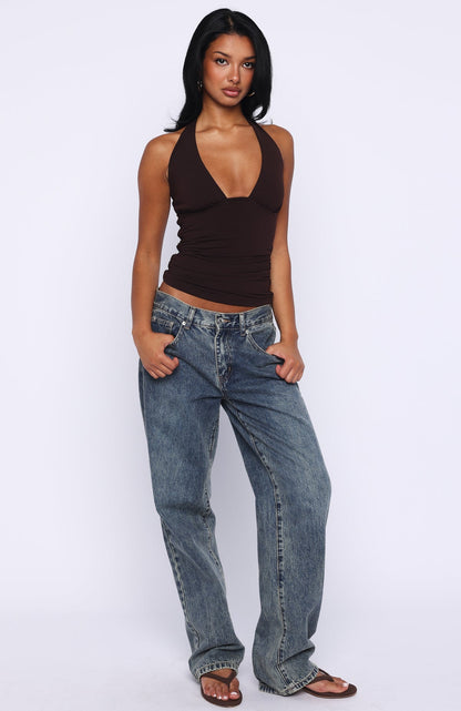 Twice As Nice Halter Top Dark Chocolate