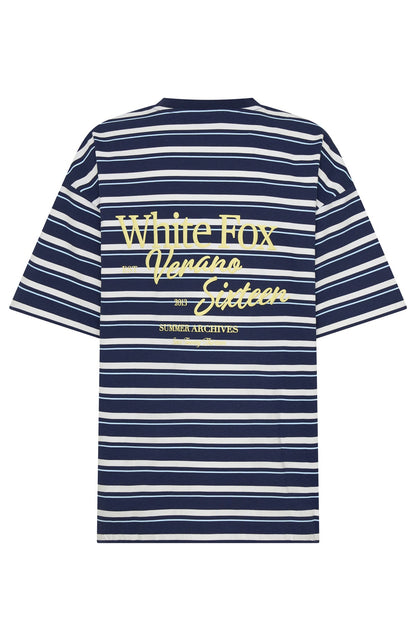 Verano Sixteen Viola Oversized Tee Navy Stripe