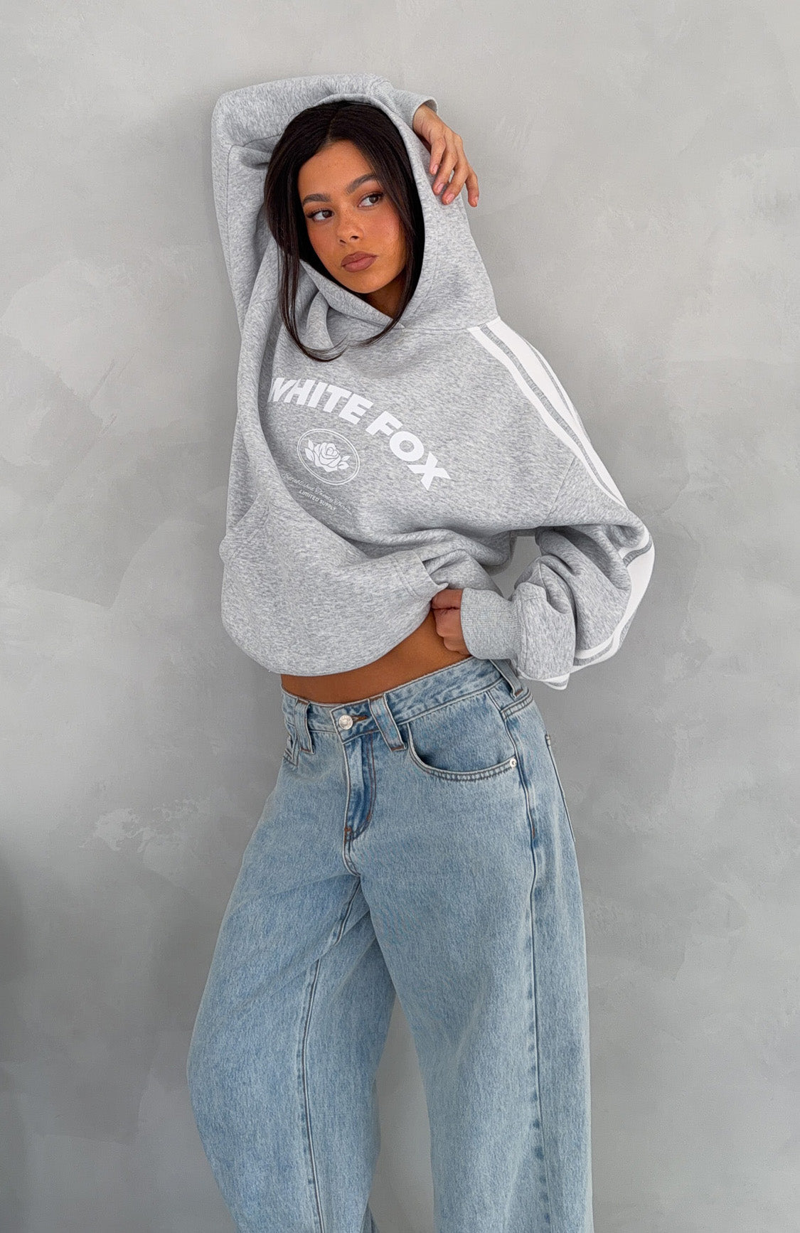 We're On A Roll Oversized Hoodie Dark Grey Marle
