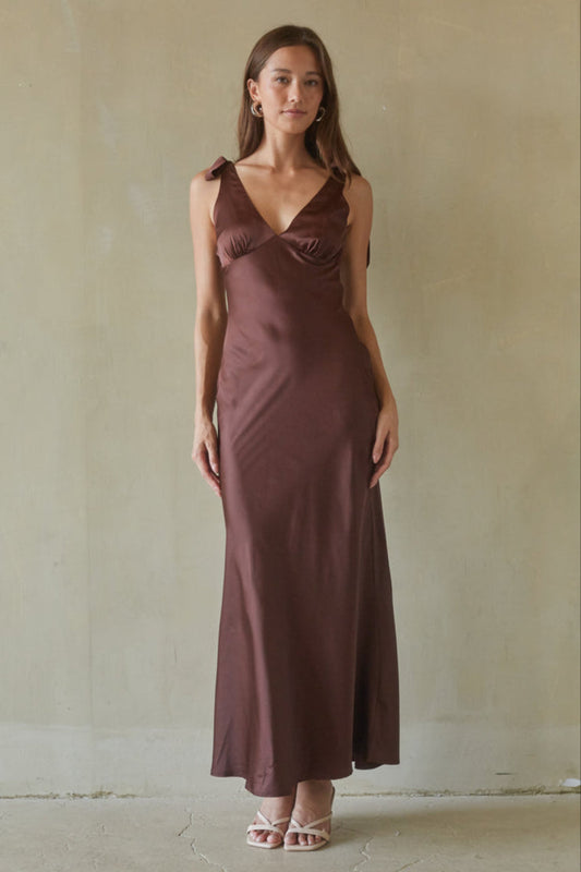 Xandra Tie Satin Maxi Dress